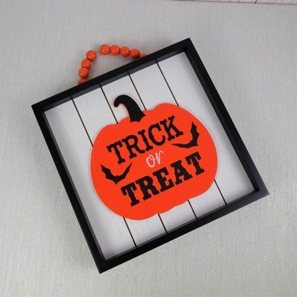 New Halloween Trick or Treat Wooden Decor Art Sign